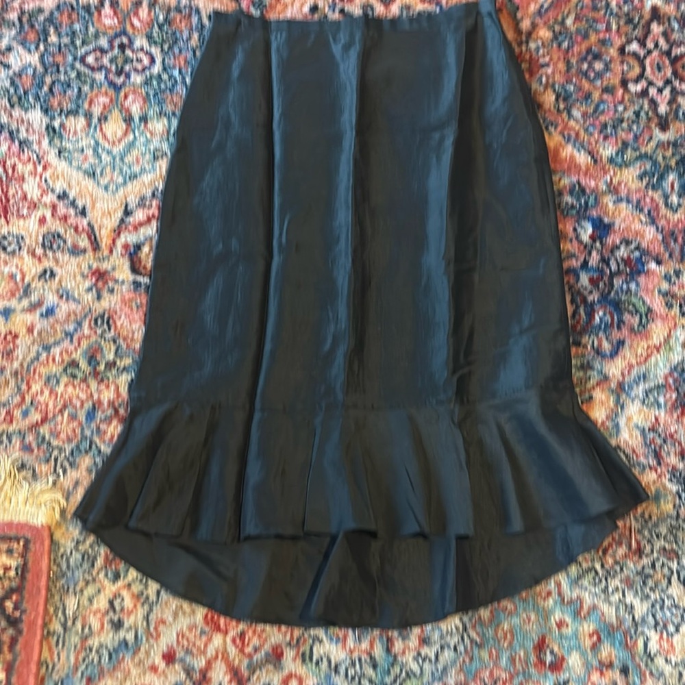 Black linen blend skirt